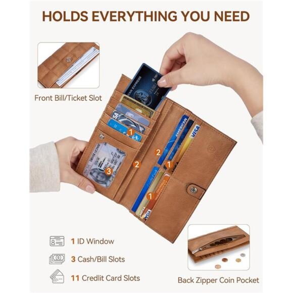 Women Wallet Vegan Leather, Card Holder Camel - Picture 2 of 6